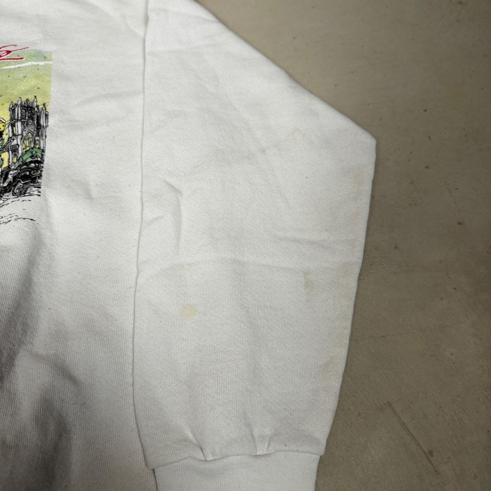 Vintage Happy Holidays Schnuck‎ Confectionery graphic Sweatshirt White L - Picture 7 of 7